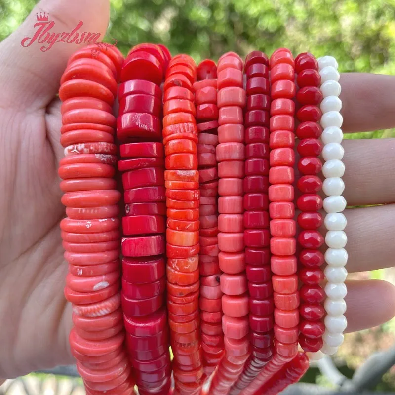 Rondelle Heishi Abacus Column Coral Stone Spacer Beads for DIY Necklace Bracelet Earring Ring Charms Jewelry Making Strand 15\