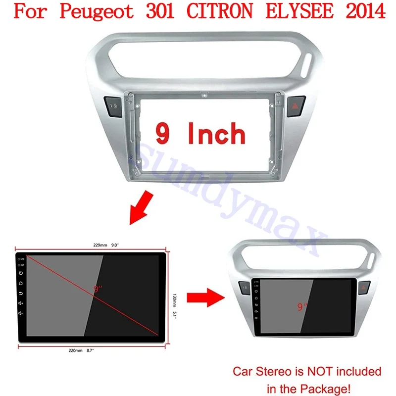 Android Car Radio Installation DVD GPS Mp5 Plastic Fascia for Peugeot 301 CITRON ELYSEE 2014 car panel frame Dash Mount Kit