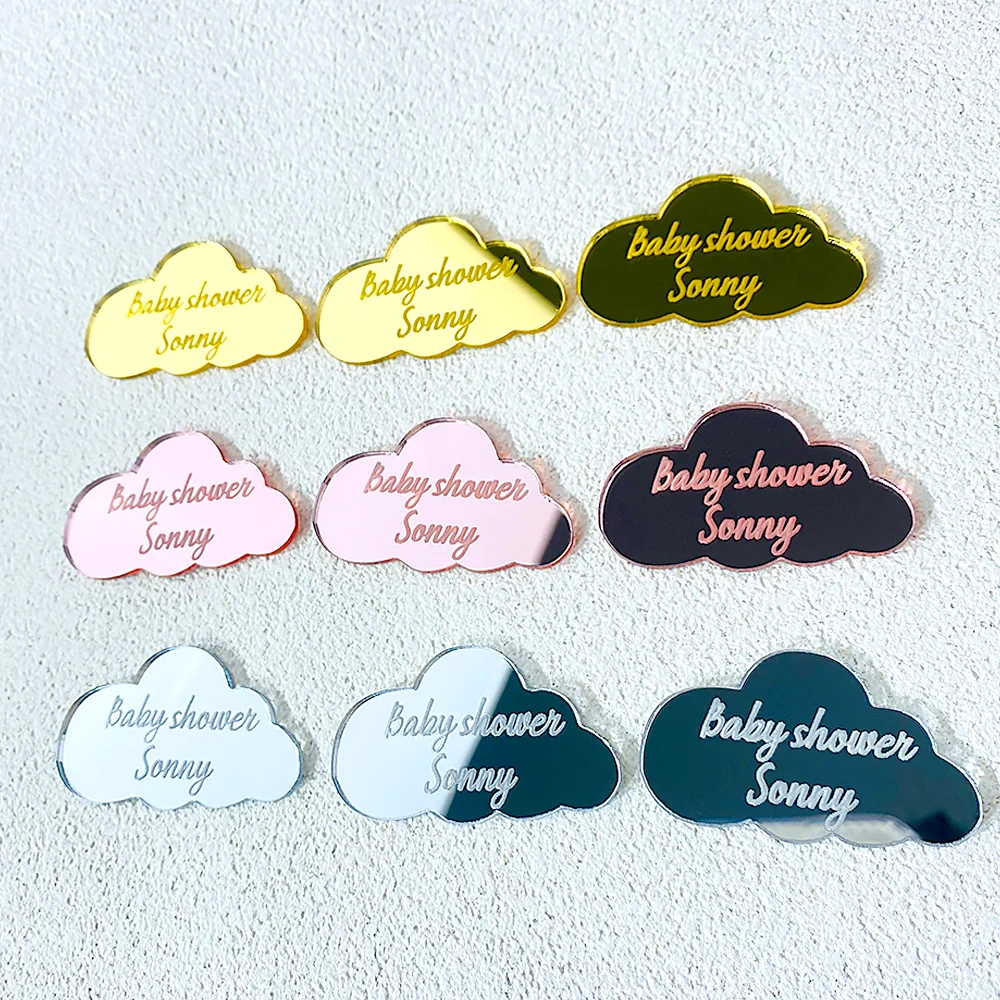 Personalized Cloud Tags Babyshower Acrylic Tag Custom Boy Girl Name Tags Cloud For New Baby Birthday Anniversary Party Decoratio