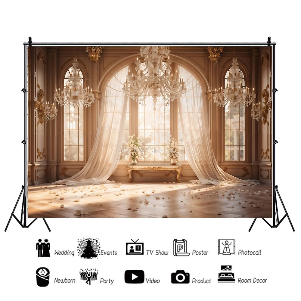 Винтажный интерьер, оконная занавеска, цветы, фон для свадебной фотографии, портретный фон для фотостудии для беременных новорожденных SX-01