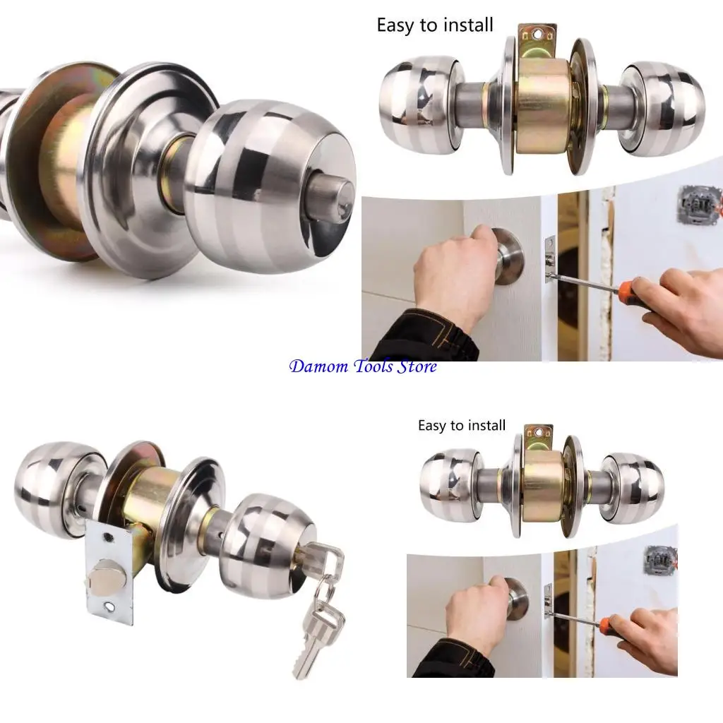 

57BE круглые дверные ручки, набор круглых дверных ручек, входной замок, дверная ручка из цинкового сплава, вращающаяся круглая