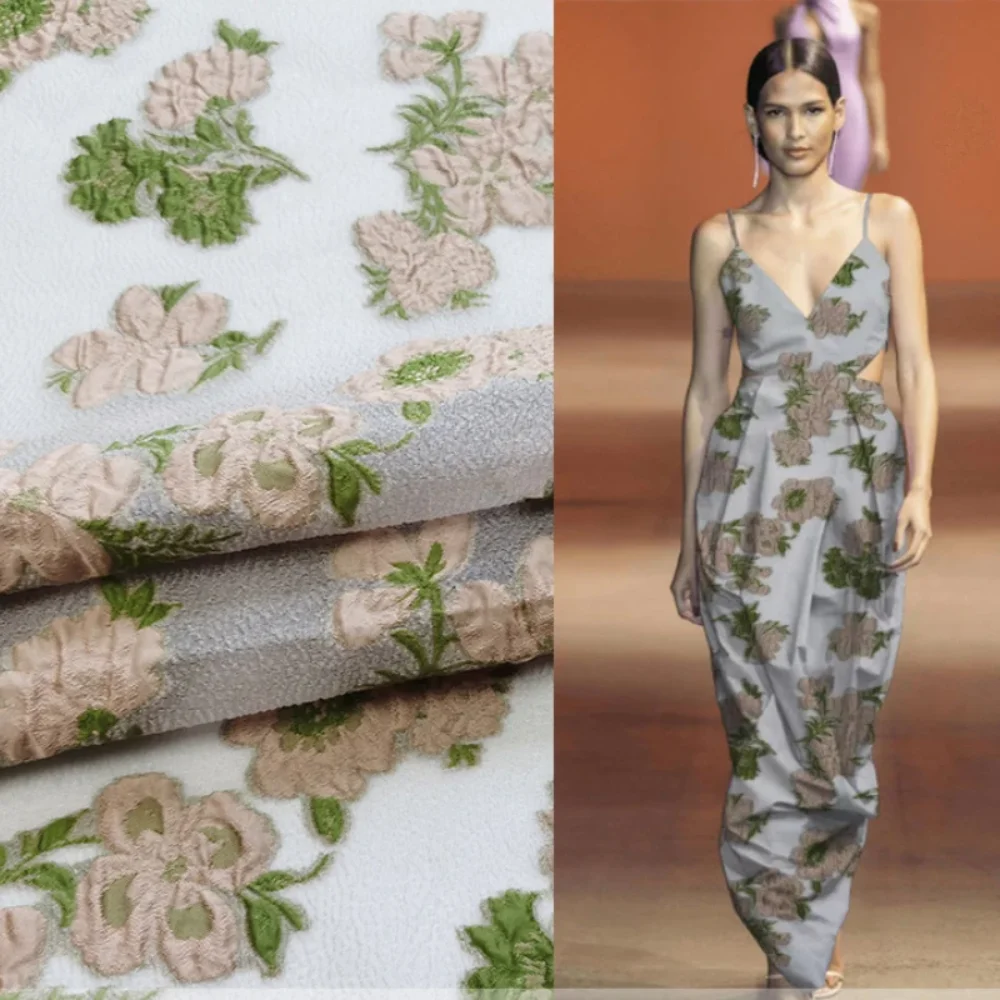 

Жаккардовая ткань из органзы, весенне-летняя тонкая юбка-пачка с цветочным принтом, дышащая и удобная брендовая модная дизайнерская ткань для шитья