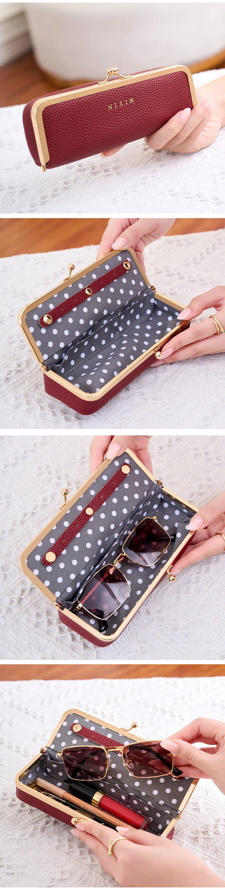 MIYIN Leopardenmuster Damen-Schmuck-Organizer mit Klemmverschluss Multifunktionales Brillenetui Reise-Essentials Lippenstift- und Kosmetik-Organizer – Detail 4