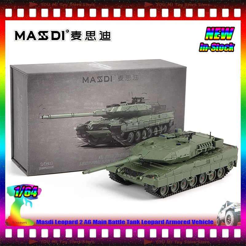 

Masdi 1:64 Scale Leopard 2 A6 Main Battle Tank Die-Cast Alloy Miniature Armored Vehicle Simulation Model Toy Gift for Collectors