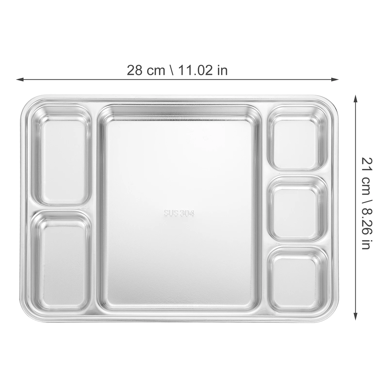 

1pc Stainless Steel Food Divided Plate With Compartment Meal Serving Dish For Western Food Storage Container Barbecue