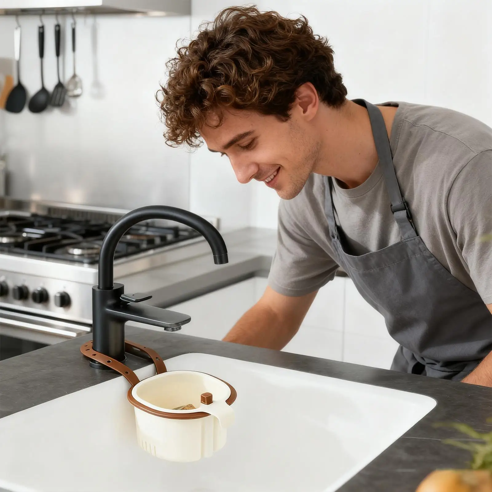 

Sink Strainer Basket Adjustable Waste Strainer Faucet Sponge Storage Rack For Dormitory Hotel Restaurant Apartment Businesses