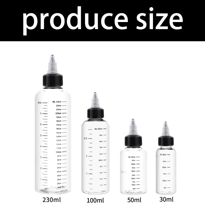 PET 재료 페인트 혼합 용기 회전 노즐 제어 스케일 모델 공예품 용 명확한 측정 표시 15UB