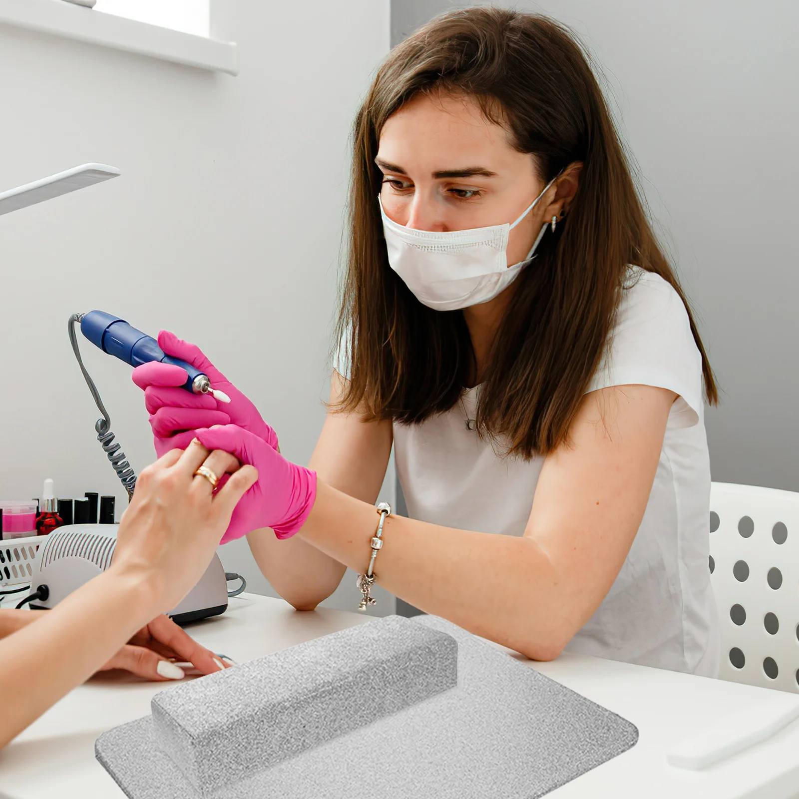 

1 Set Manicure Hand Rest Cushion Nail Art Arm Support Washable Mat For Salon Home Use Portable Lightweight Design Nail Hand