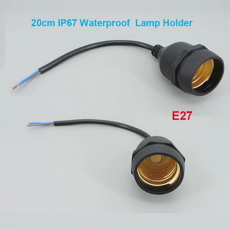 

20cm IP67 Waterproof LED Wire with Lamp black Holder Outdoor E27 Light Screw Cap Integrated Flame Retardant Connector M20