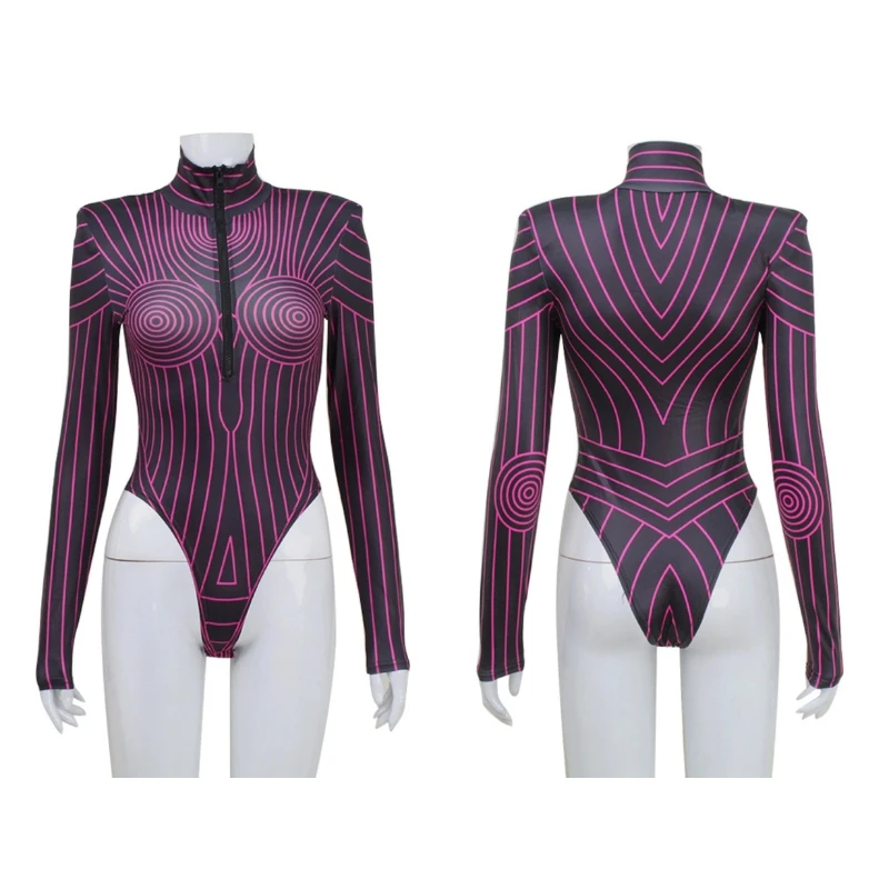 Ladies Modern Sexy Strip Bodysuit High Fork Outfit Daily Wear Stage Performance Suit