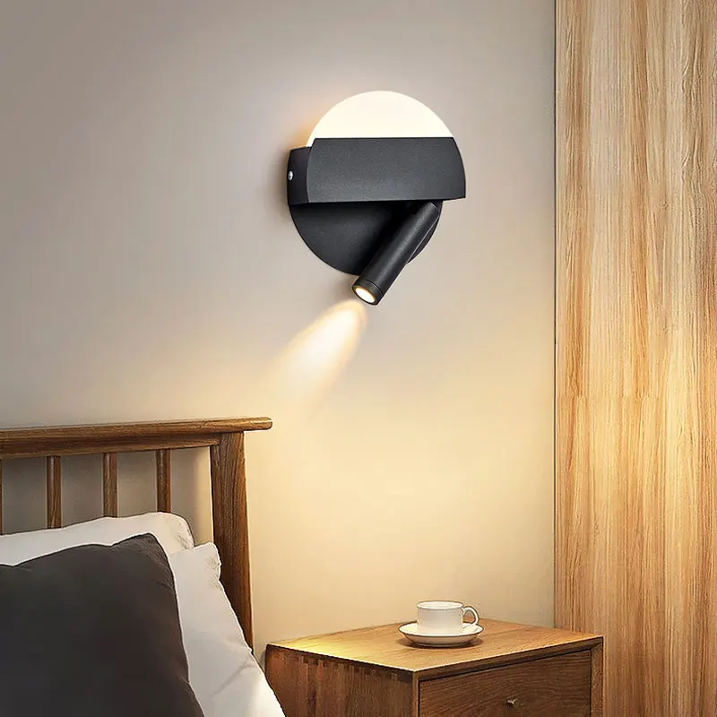 

New Nordic Rotating Spotlight Bedroom Bedside Led Wall Lamp Hotel Lobby Hallway Living Room Study Light Indoor Reading Light