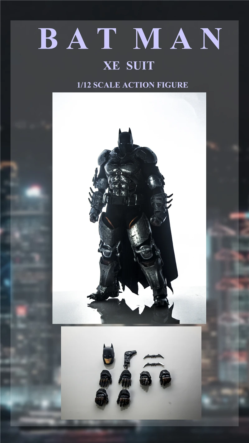 In Stock 1/12 Male Soldier Mobile Doll Revenge The Dark Knight Mech Batman With Cloak Full Set 6in 18cm Action Figures Model