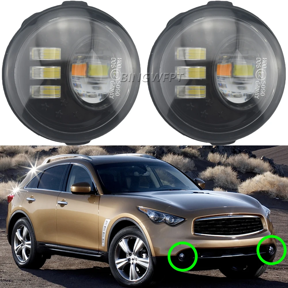 

Car Front Double LED Fog Lights Bulb For Infiniti EX35 EX37 QX50 FX35 FX37 FX45 FX50 QX70 Nissan X-Trail Cube Murano Rogue Versa