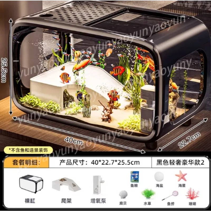 

Мини-аквариум для рыбок с крышкой, прозрачный экологический аквариум для бетт и креветок, декор для дома и офиса