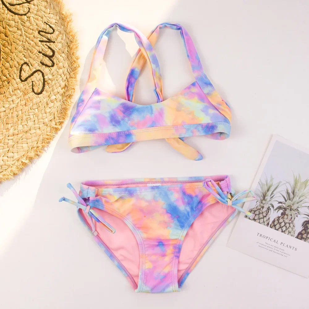 Girl Swimwear Two Pieces Swimsuits Girls Bikini Sets Kids Bathing Suits Children Beach Biquini Girl Bikinis Swimming Wear 6-14Y