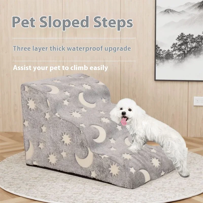 Creative Night Light  Pets Steps Foam Dog Secure Stairs Ramps Non-Slip Pet Protect Older Dogs Pet with Joint Pain Sofa Bed Ladde