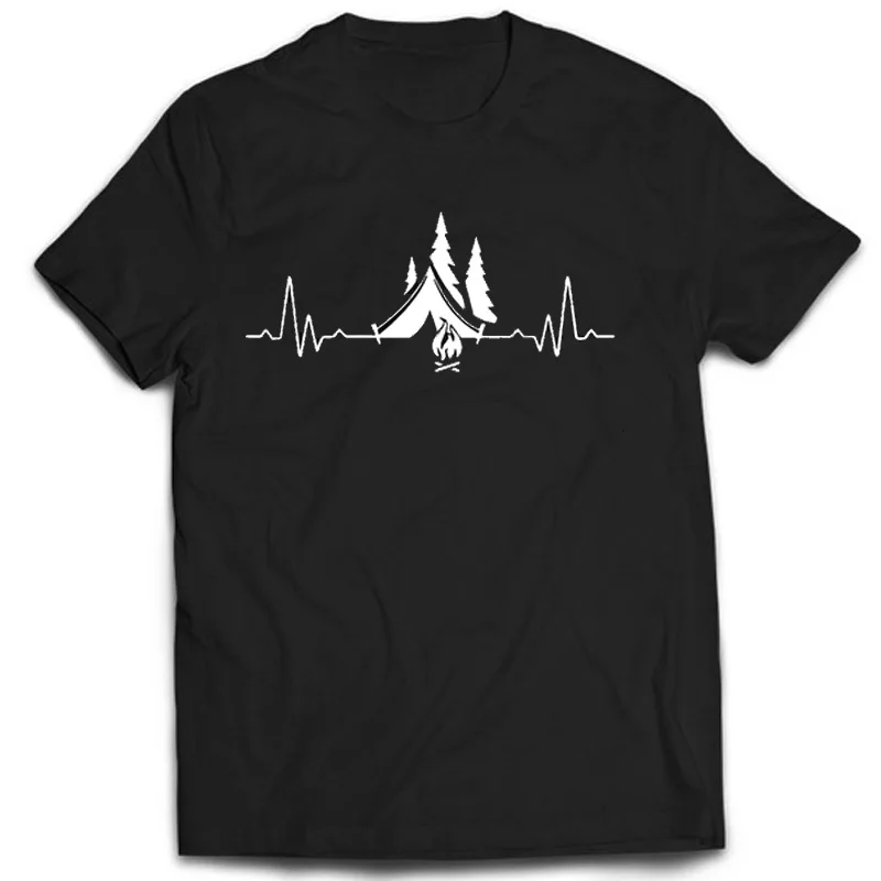 

Tent Camping T-shirt Casual Harajuku O-Neck Streetwear Vintage Short Sleeve Stylish 100% Cotton Daily Fashion Loose Summer Tops
