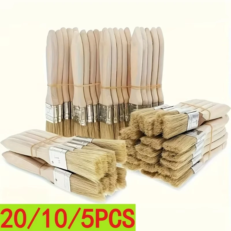5/10/20pcs pig mane brushes, suitable for art, handicrafts, plastering, painting, glue application, wooden handles
