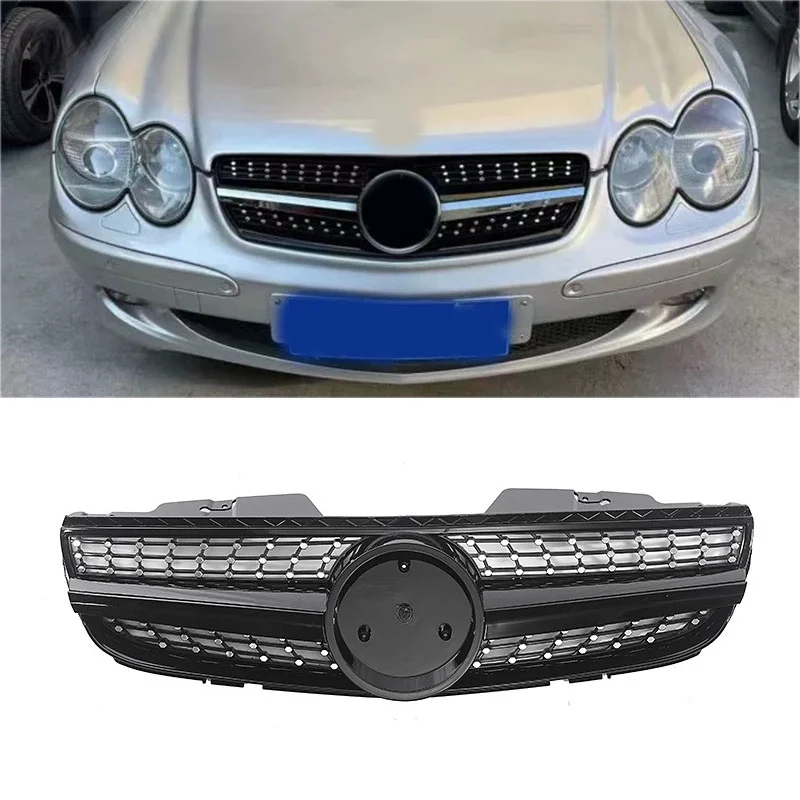 Racing Grills For Sl-class R230 2007 2008 2009 Modified Model Starry Grille Original Car Replacement Black Front Grille
