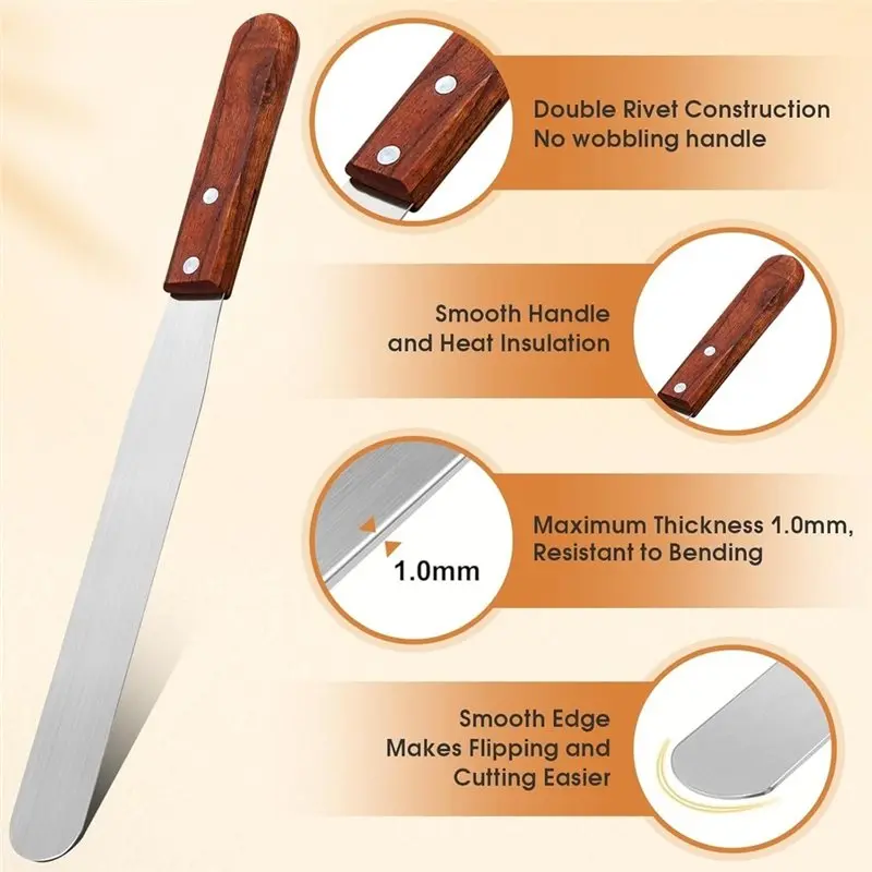 AB66-Crepes Distributor Set, Stainless Steel Crepe Spatula With 2 Spatulas, Crepes Accessories (Pack Of 3)