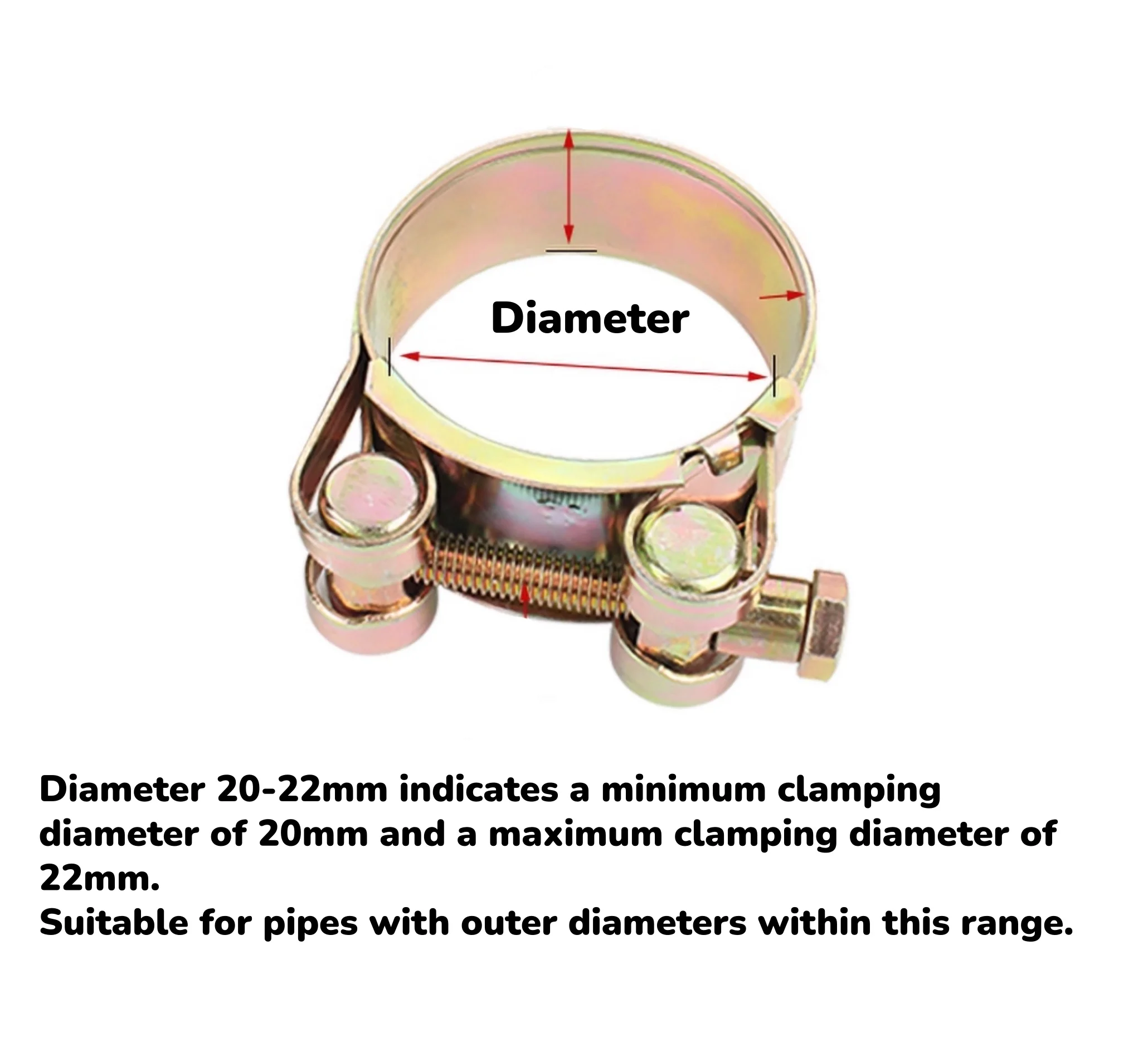 Peijian Carbon Steel Color Zinc Heavy-duty Galvanised Iron Hose Clamp With Water Pipe Hoop Tube Clamp 17-330mm