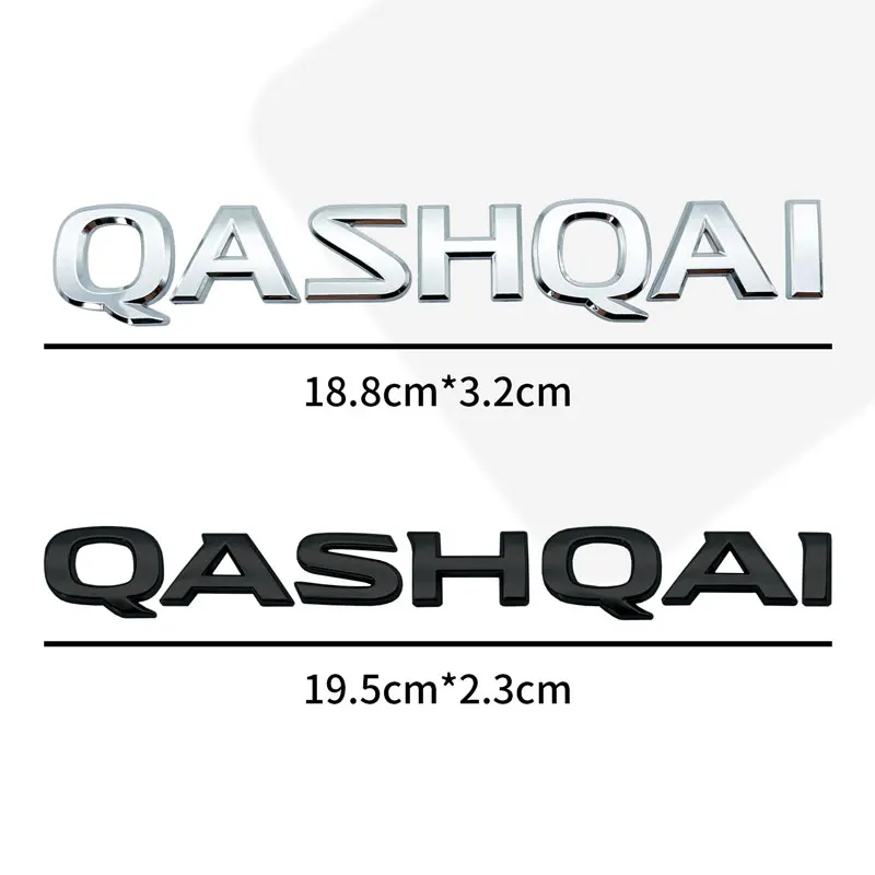 Car Decor 3D ABS Plastic Silver/Black QASHQAI Letter Logo Rear Trunk Tail  Emblem Sticker Decoration Car Styling Accessories