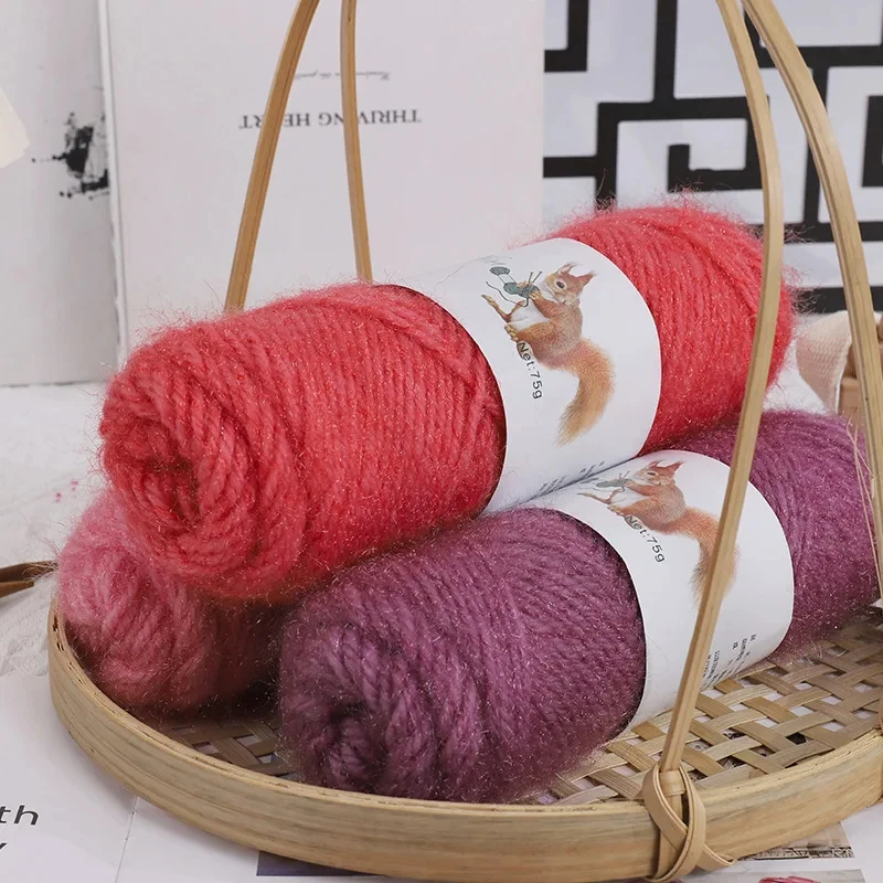 75g/ball Squirrel Cashmere Yarn Fashion Crochet Yarn Middle Tick Knitting Wool Thread DIY Hand Woven Scarf Hat Coat Baby Yarn