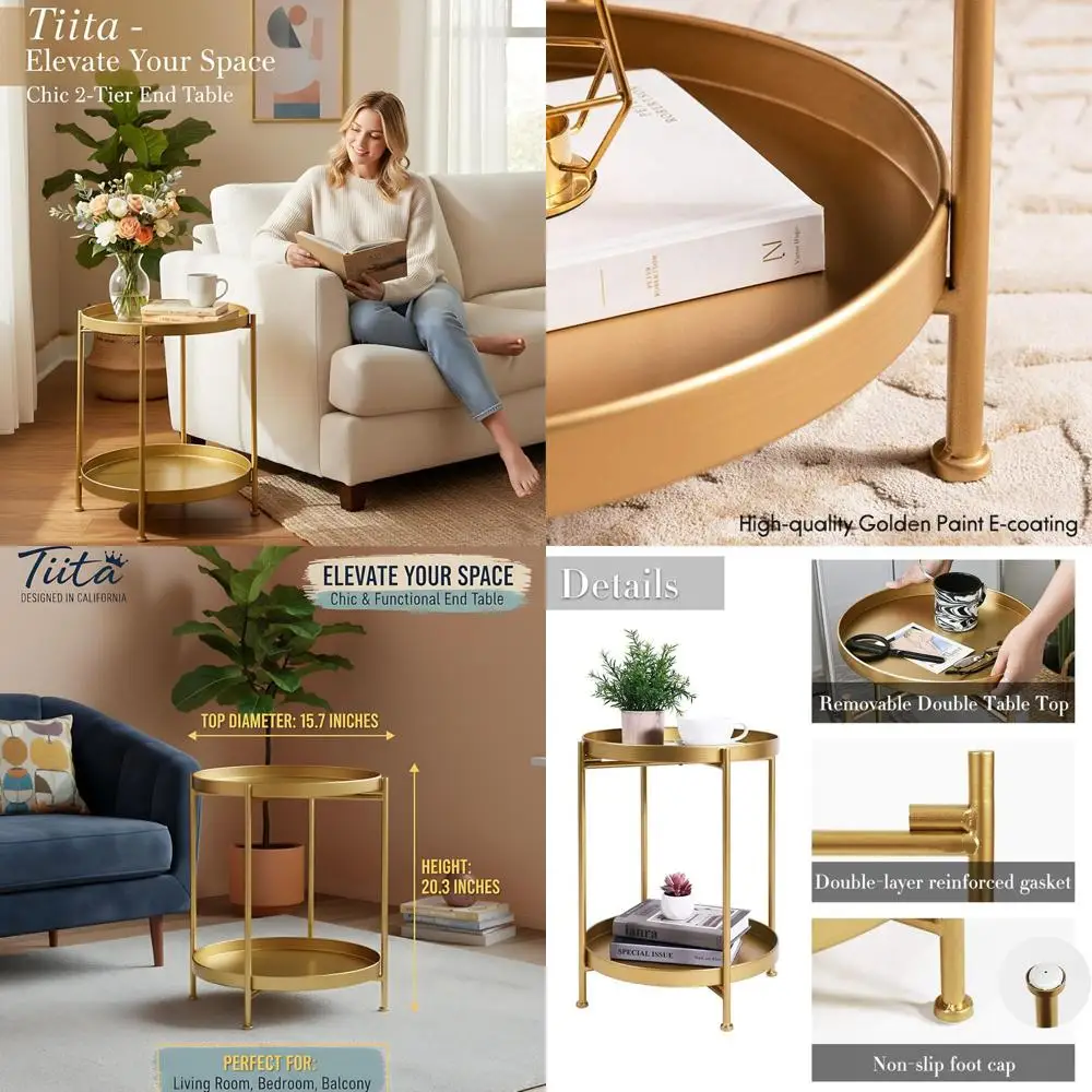 

Compact Wooden Side Table with Tray for Living Room, Bedroom, or Office Spaces