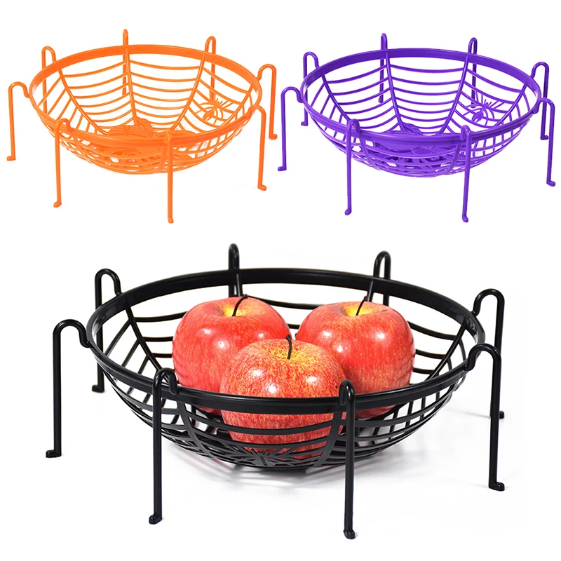 

1PC Halloween Spider Web Fruit Basket Trick Or Treat Candy Snack Biscuit Basket Plate For Happy Halloween Party Home Decor Gifts