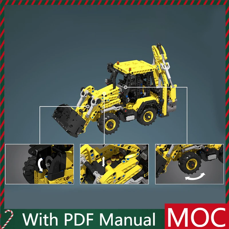 

1120 PCS Yellow Backhoe Loader Model Modular DIY Set Building Blocks Kids Assembly Display Toys Festival Surprise Birthday Gift