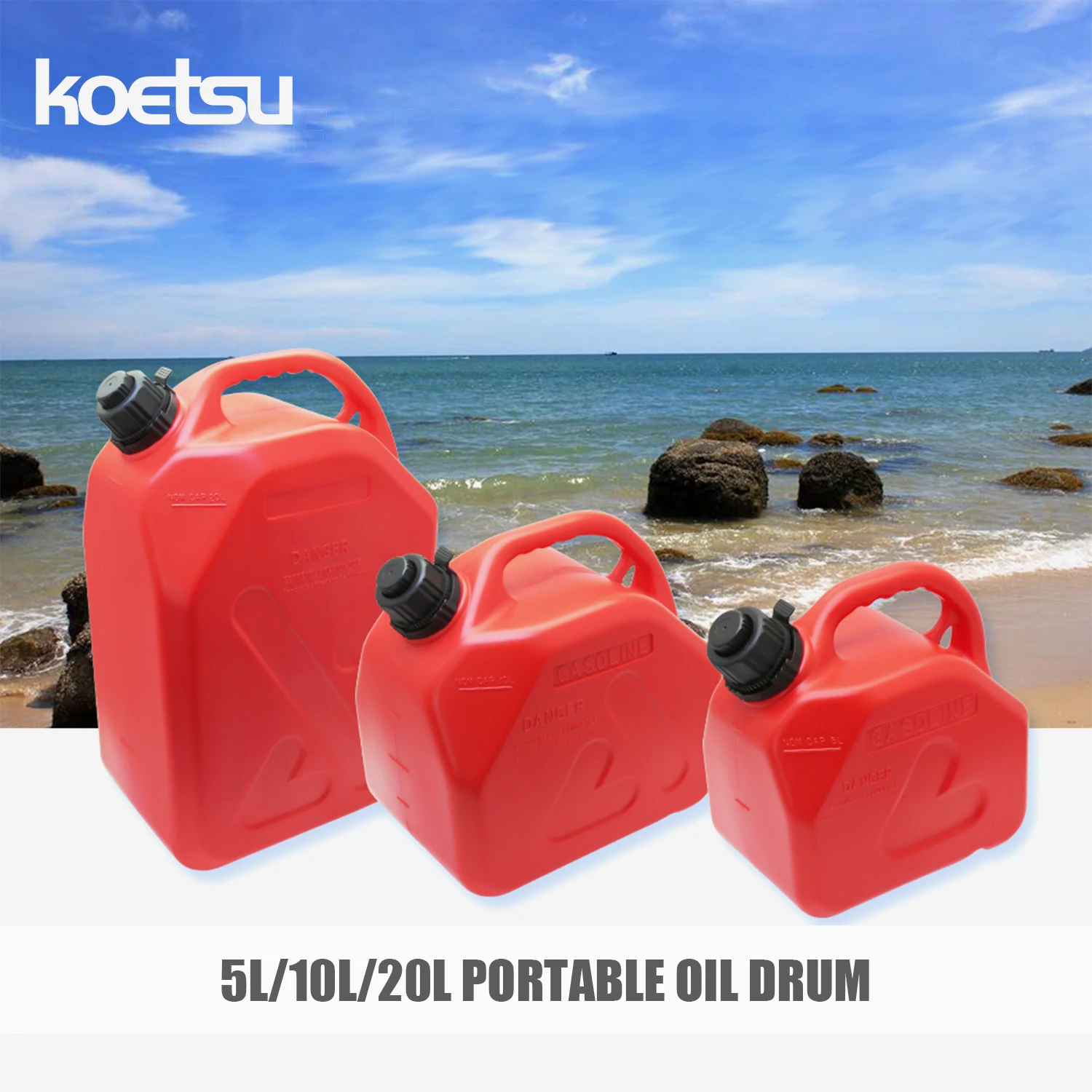

5/10/20 Liter Portable Plastic Oil Drum, Portable Handheld Design, Easy To Carry, Suitable For Outboard Motors, Speedboats,