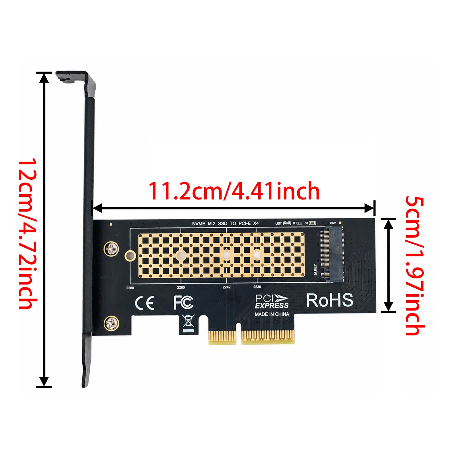 NVMe M.2 SSD PCIe X4 Adapter Card with Heatsink, Supports 2242 2260 2280 Drive for Desktop PC Internal Storage Upgrade