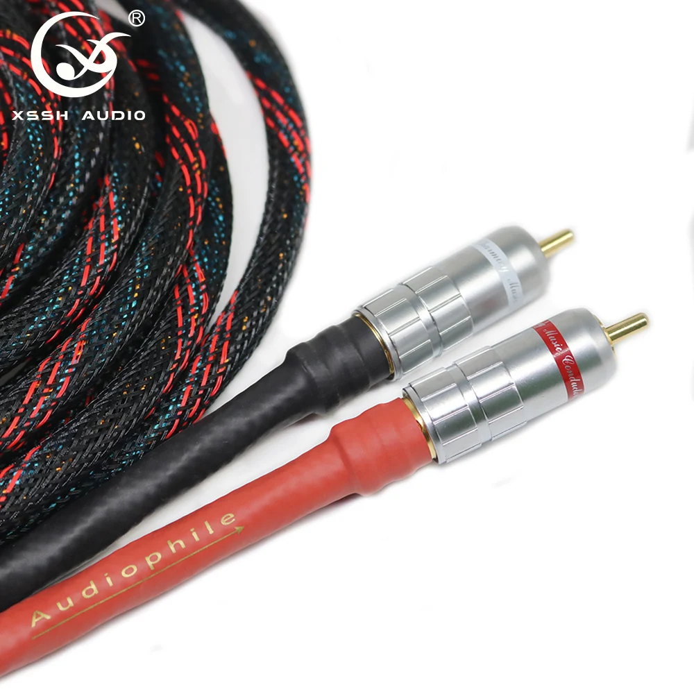 1 زوج 2 قطعة XSSH لتقوم بها بنفسك OEM ODM مرحبا نهاية HIFI اوديوفيلي النحاس النقي ذكر 2RCA إلى 2RCA OFC تمديد إشارة سلك خط الحبال كابل