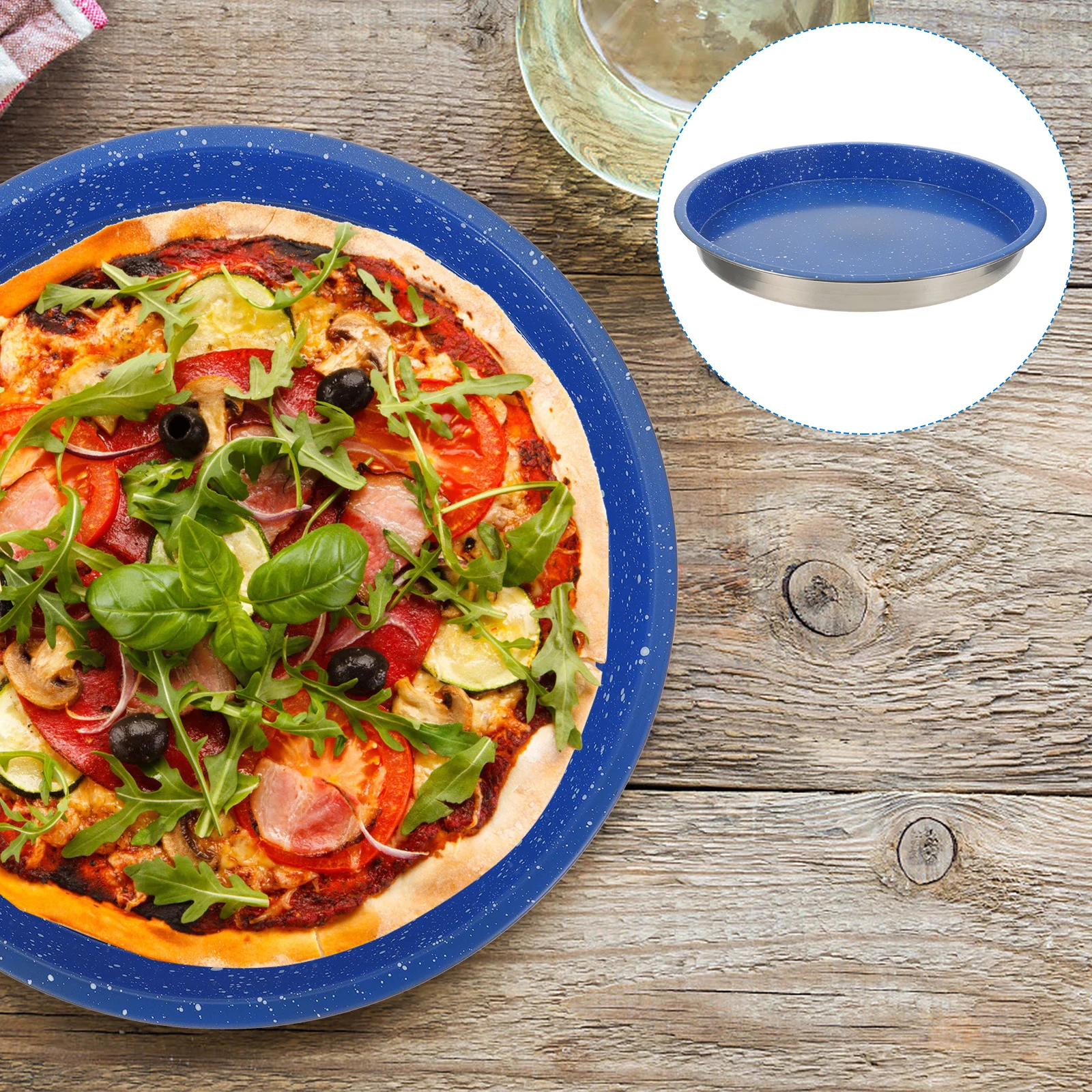 

1pc Stainless Pizza Round Baking Mold Microwave Heat Round Baking Pan Resistant Kitchen Bakeware Accessory