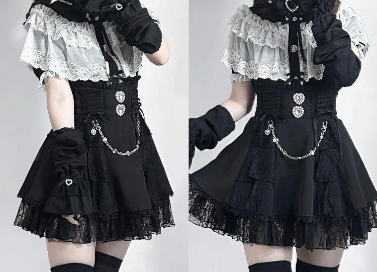 

Short Skirt Lace Cape Heavy Fitting Sleeve Long Short Sleeve Sleeve Shirt Set