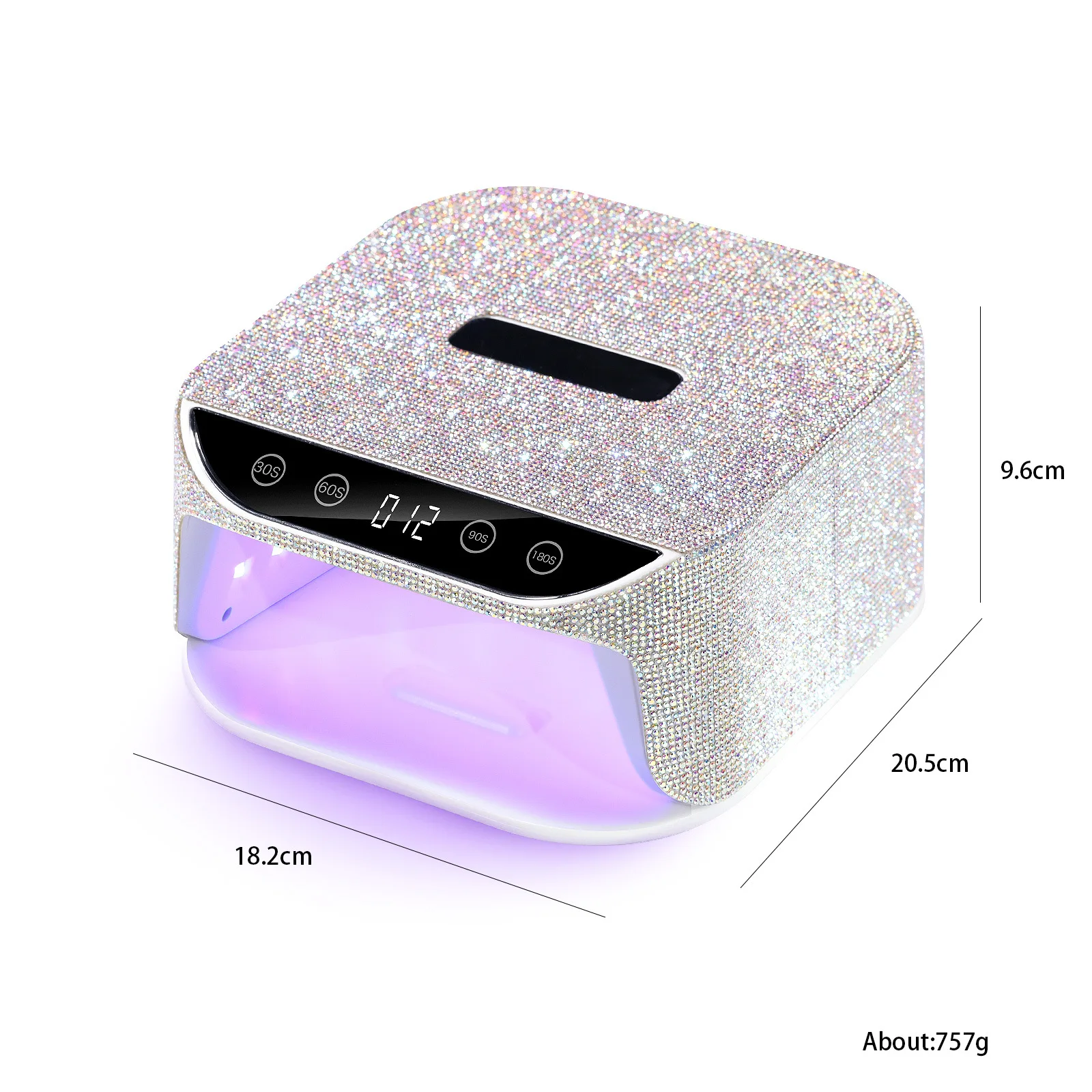 New Nail Lamp with Rhinestones Quick Drying LCD Touch Curing All Gel Manicure with Handle Cordless Nail UV LED Lamp