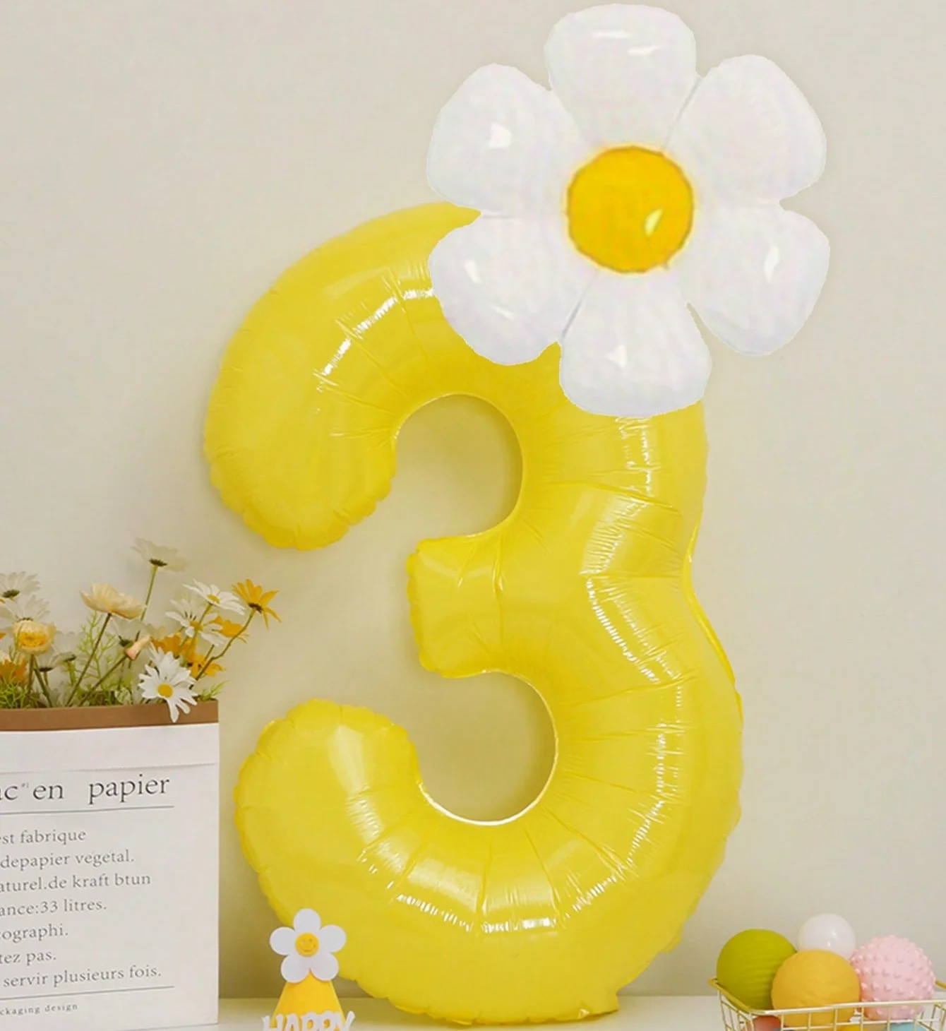 Weiße Gänseblümchen-Ballons Set Macaron Gelb/Rosa 40 Zoll Zahlenballon Geburtstagsfeier Jubiläumsdekoration Foto-Requisiten – Detail 4