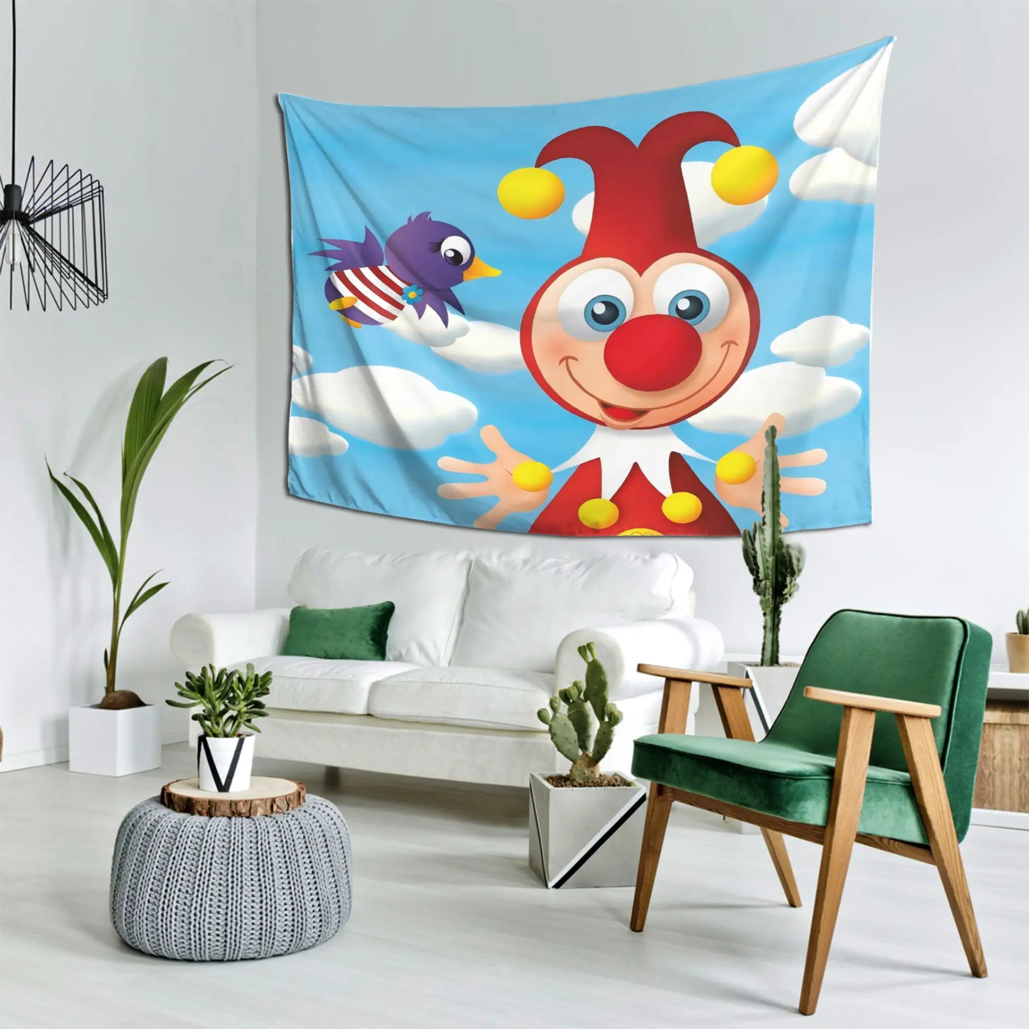 Vibrant Clown Circus Tapestry Wall Hanging Decor Kids Room Nursery Boho Style Pop Art Graphic Canvas Poster for Home