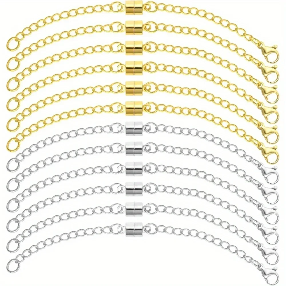 

Удлинитель ожерелья Магнитная застежка для ожерелья Серебристые и золотые удлинители цепочки для ожерелья, регулируемое прочное магнитное ожерелье
