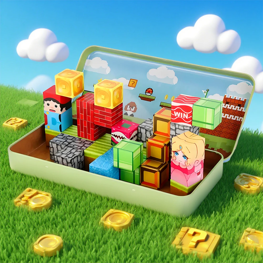 مكعبات بناء مغناطيسية ألعاب سفر للأطفال مجموعة تعلم الجذعية مع صندوق تخزين ألعاب البناء المحمولة