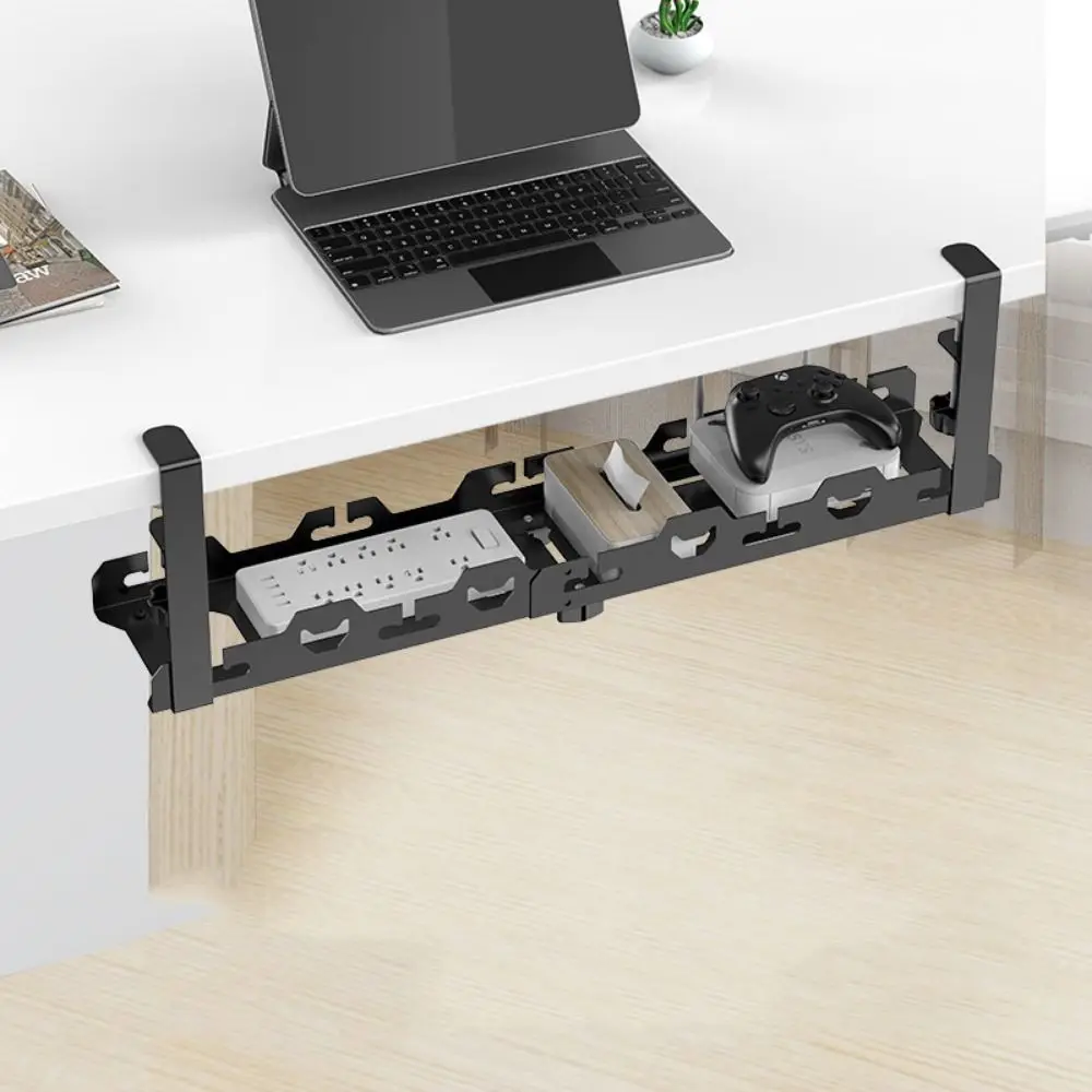 Large Space Under Desk Cable Management Tray No Drill Multipurpose Wire Plug Power Holder Tray Adjustable High Quality