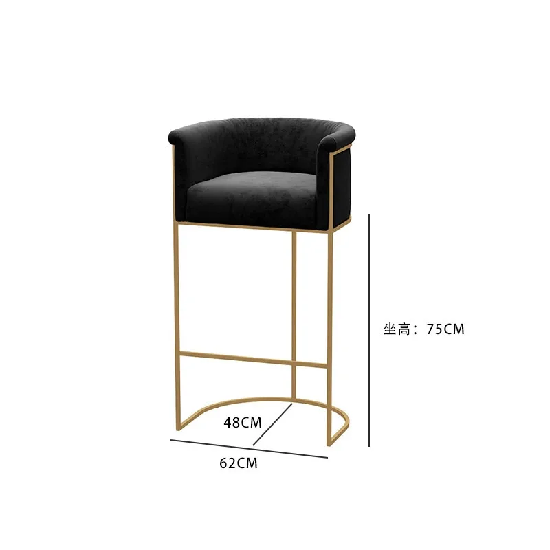 Hoge keukenbarstoelen Fluweel Goud Kruk Moderne luxe ontspannende barstoelen Metalen fauteuil Sedie Scandinavisch meubilair