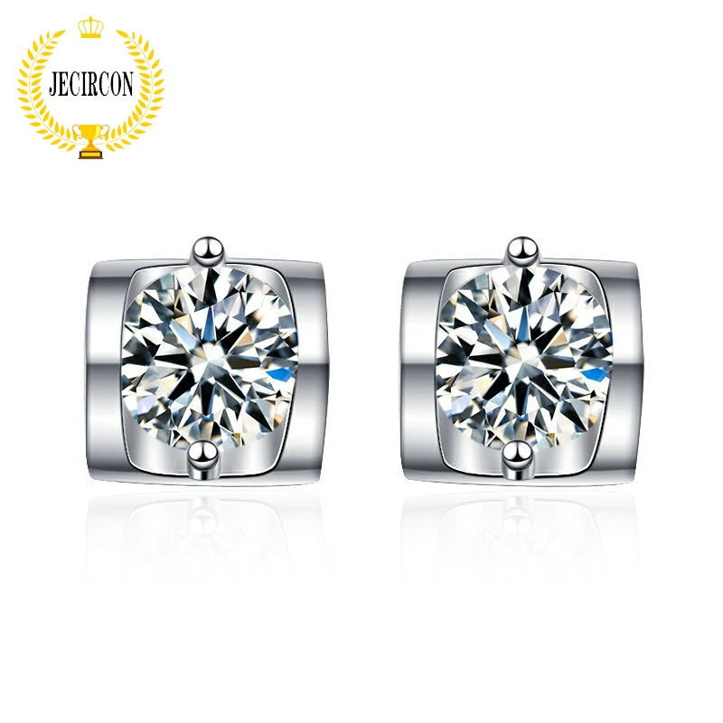 

JECIRCON 2024 New Earrings 925 Sterling Silver Korean Women's Ear Studs Simple 0.5ct Moissanite Angel Kiss Temperament Jewelry