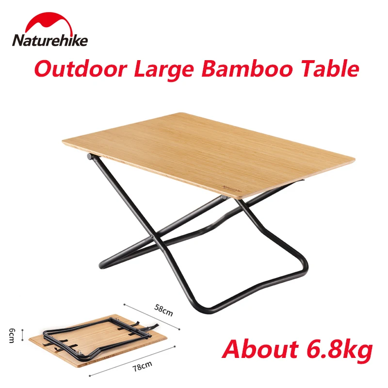 Naturehike Camping Folding Tea Table Folding Picnic Bamboo Board Outdoors Portable Barbecue Tourist Table Camping Supplies