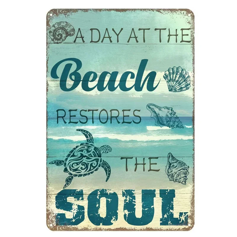 Plaque Metal Tin Signs Beach Surfing Wall Decoration Vintage Art Posters Iron Painting for Man Cave Home Cafe Garden Club Bar