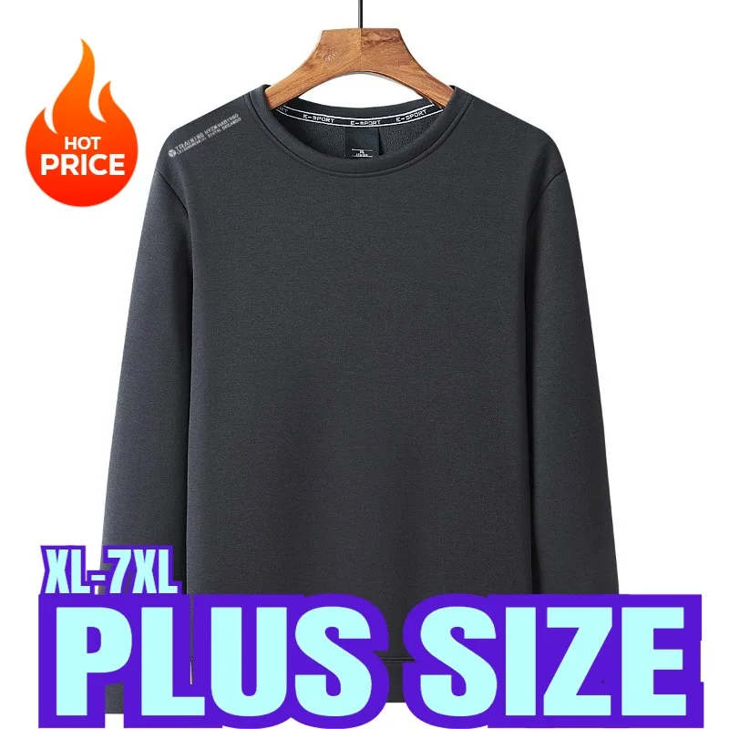 Plus Size Men's Crew Neck Sweatshirt Thick Loose Fit Soft Basic Pullover Sweatshir Moisture Wicking & Breathable Xl-7xl