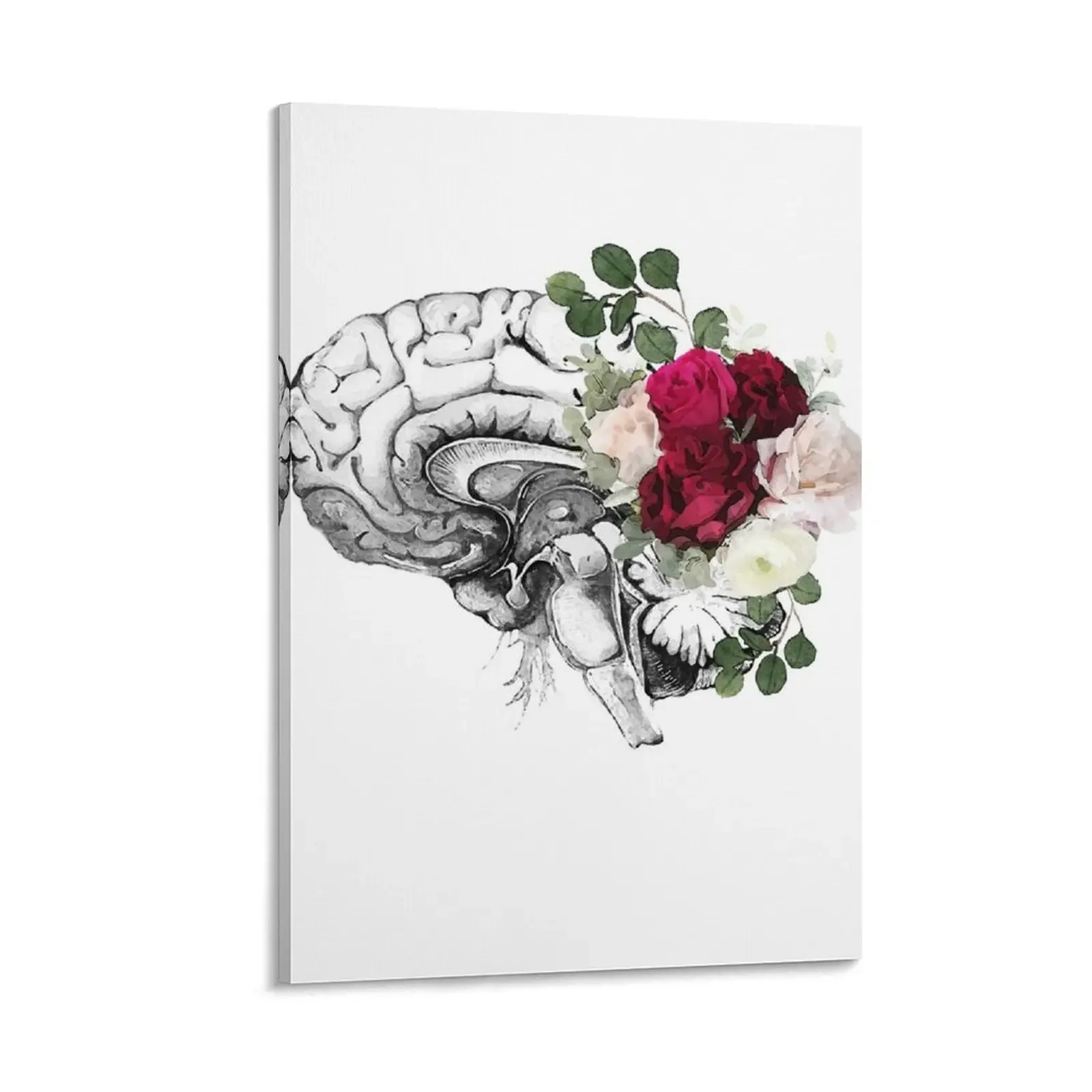 

Roses floral Mental health brain with floral psychology Canvas Painting bedrooms decorations Wall posters