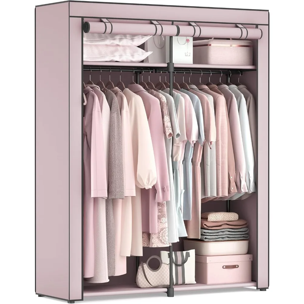 

Closet Wardrobe, Portable Closet for Bedroom, Clothes Rail with Non-Woven Fabric Cover, Clothes Storage Organizer