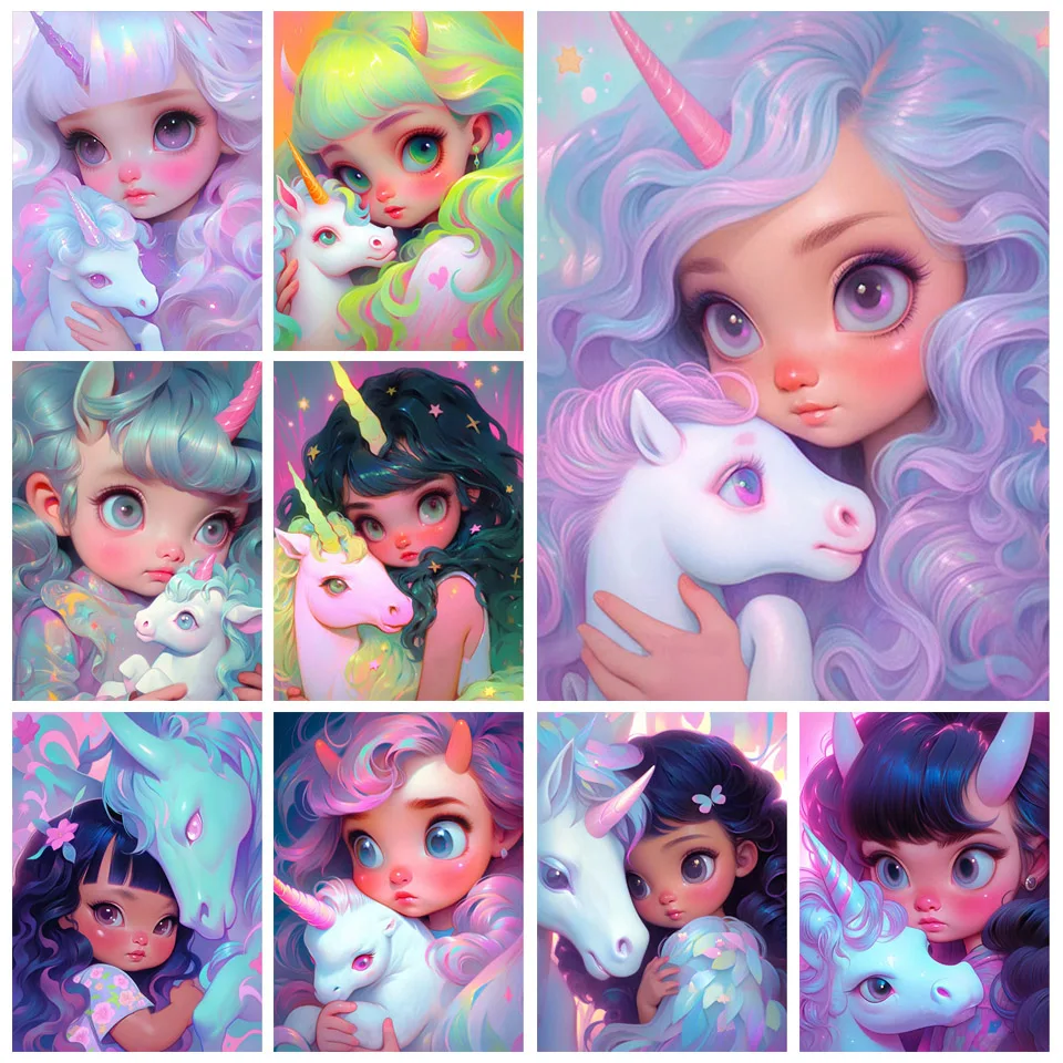 Diamond Painting Cartoon Lovely Girl 5d Full Square Rhinestones Picture Unicorn Diamond Mosaic Embroidery Home Decor Gift YY6964