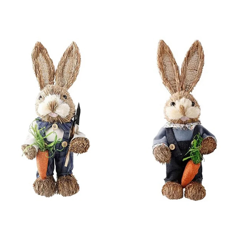 

32Cm Easter Simulation Bunny Home Garden Bunny Decoration Creative Straw Bunny Easy Install A